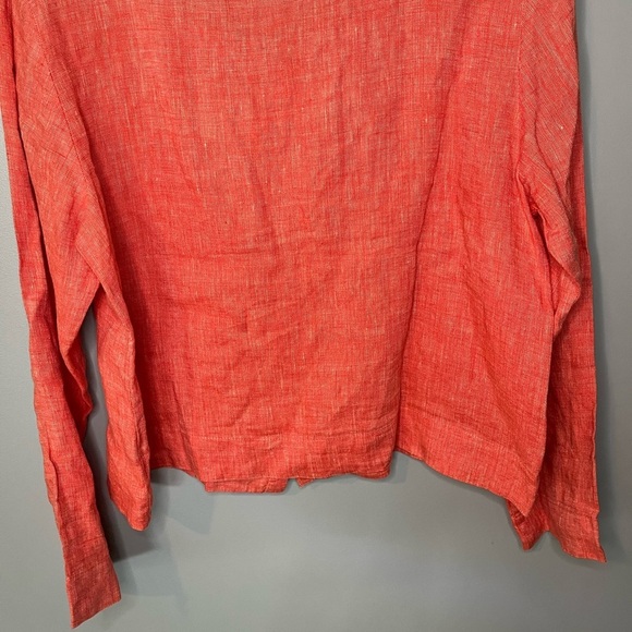 FLAX 100% Linen Tangerine Button Blouse - Picture 7 of 9